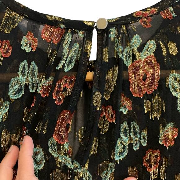 Veronica Beard Robin Black Floral Metallic Foil Mini Dress - Picture 9 of 11